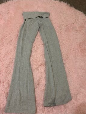 Brandy Melville Persilla Pants Light Gray Fold-Over Waist Flare Lounge Pants